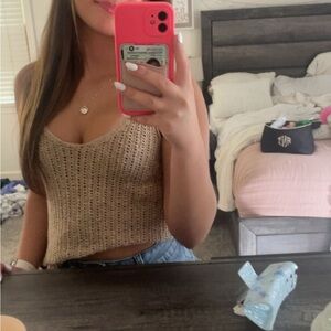 Blu Pepper Beige Crochet Knit Cami